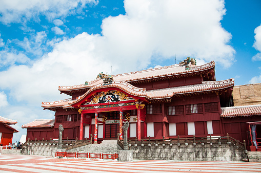 Korean temple Asian old building, interior