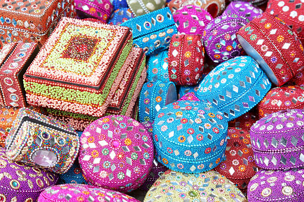 istock Close-up of multicolored jewelry boxes 639468624