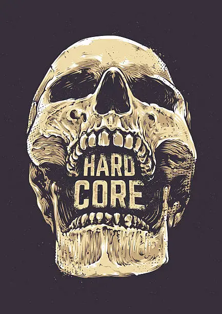 Vector illustration of Hard Core Skull