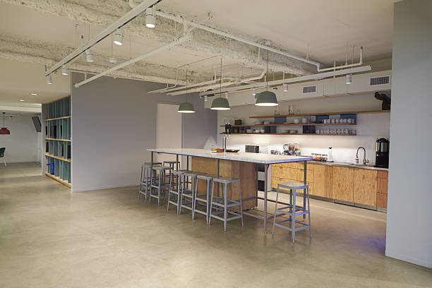 Corporate business cafeteria kitchen area, Los Angeles Corporate business cafeteria kitchen area, Los Angeles bar stool photos stock pictures, royalty-free photos & images