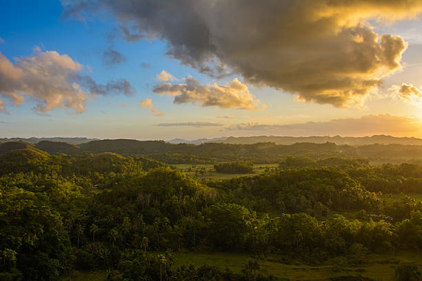 istock Landscape in Philippines, the sunset over the fields on Island Bohol 639468934
