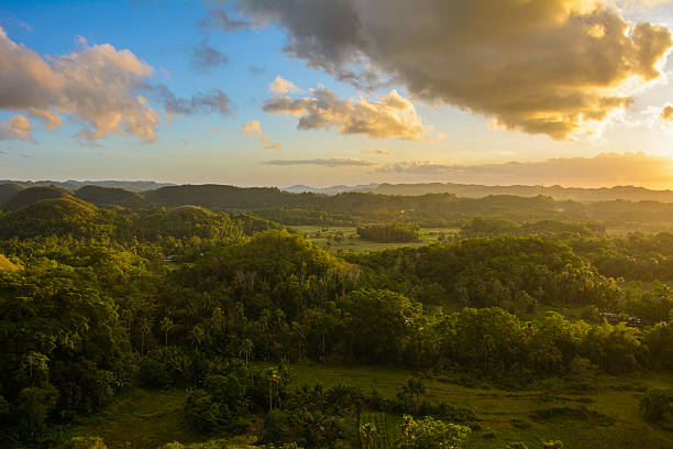 istock Landscape in Philippines, the sunset over the fields on Island Bohol 639468938