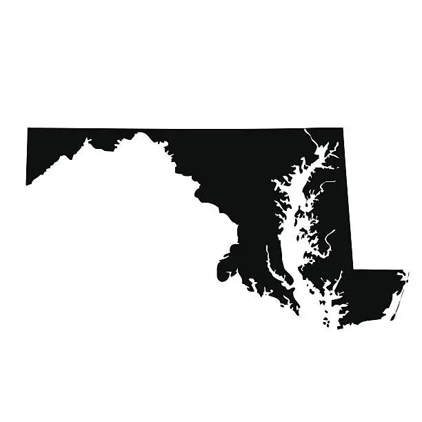 Vector illustration of map of the U.S. state Maryland