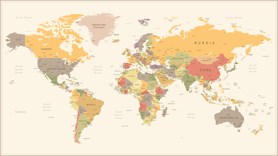 Vector Illustration of Retro World Map