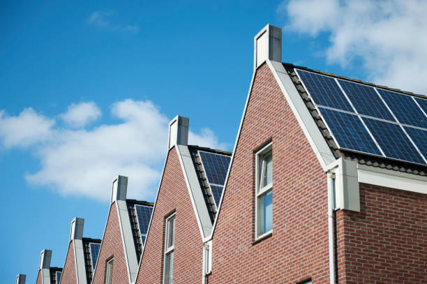 istock Solar panels on roofs 639475878