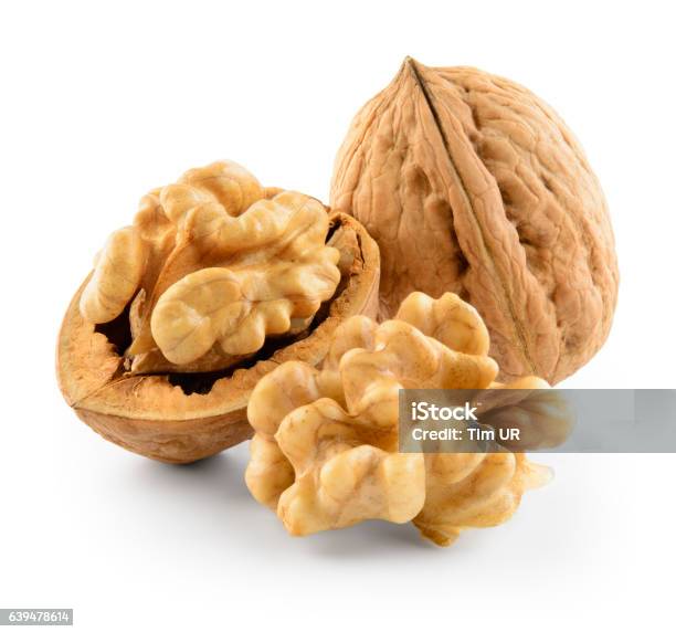 Walnut Isolated On White Background With Clipping Path Stock Photo - Download Image Now