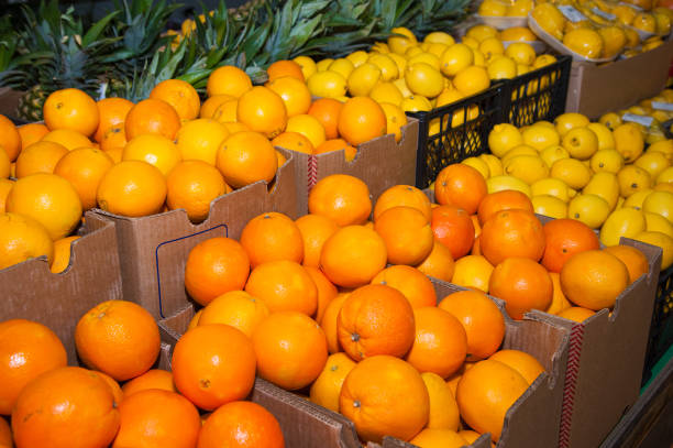 istock Orange fruit on the market 639479008