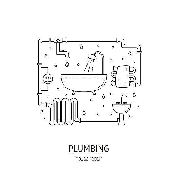 illustrations, cliparts, dessins animés et icônes de illustrations de concepts de plomberie - pipe pipeline water pipe valve