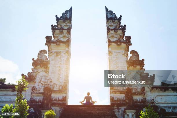 Yoga In Bali Meditation In The Temple Spirituality Concept Stock Photo - Download Image Now