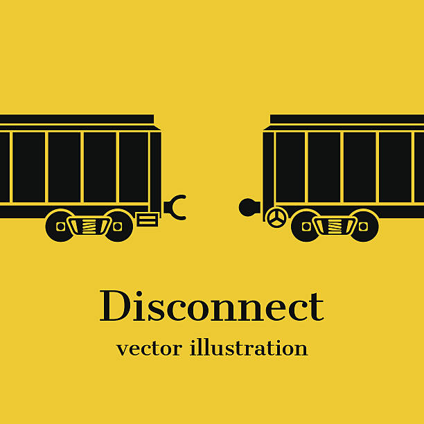 Disconnect concept vector Disconnect concept. Train, wagons, separated, as a symbol disconnect. Abstract, communication gap. Vector illustration flat design. connection interrupted stock illustrations