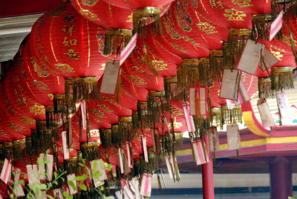 istock Chinese New Year lanterns outside a Buddhist temple 639484330