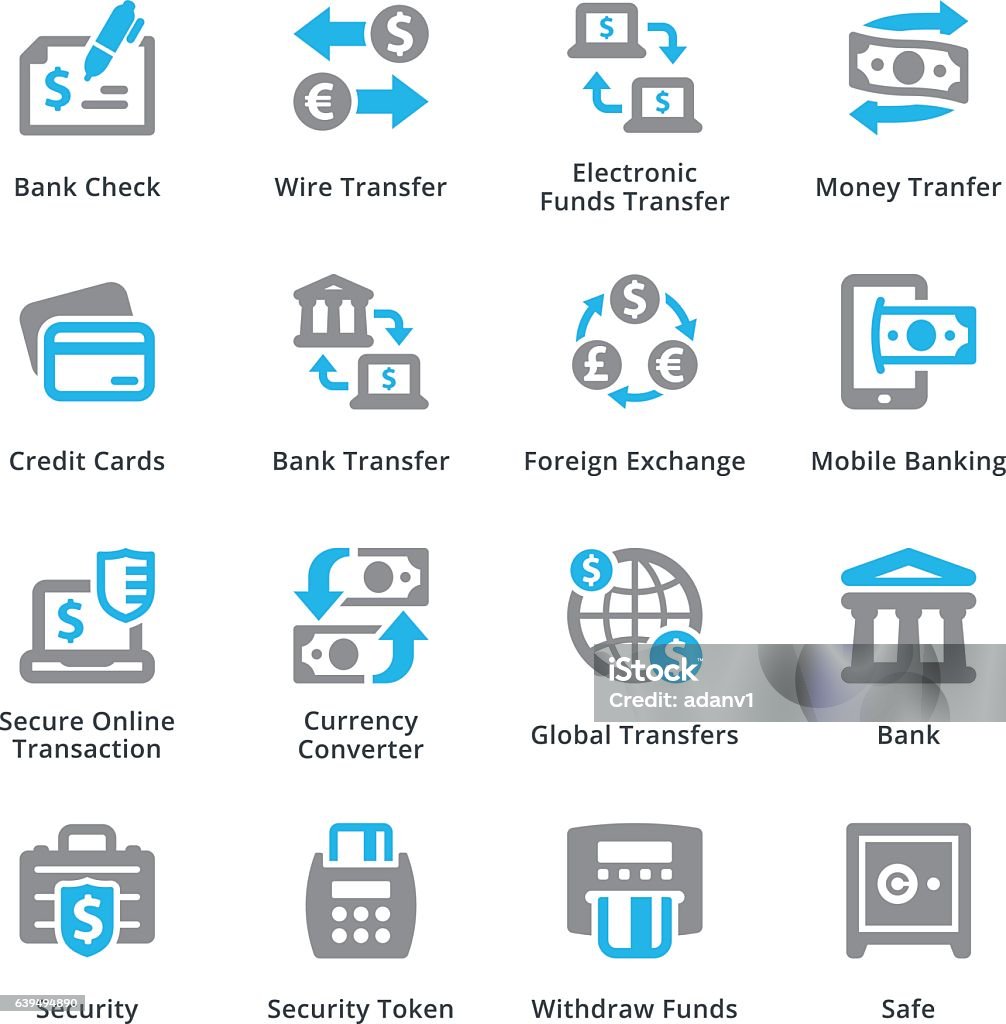 Personal & Business Finance Icons Set 3 - Sympa Series This set contains personal & business finance icons that can be used for designing and developing websites, as well as printed materials and presentations. Wire Transfer stock vector