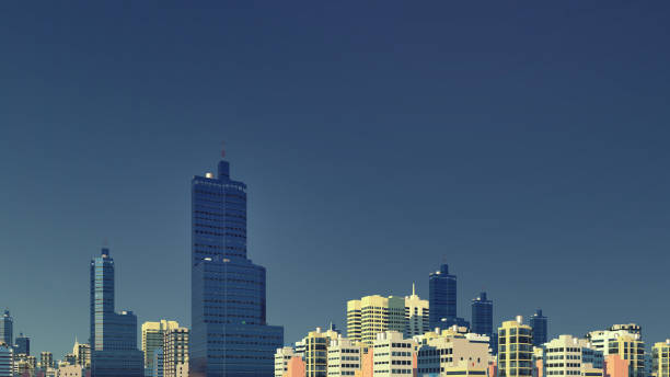 istock Modern city skyscrapers against clear blue sky 639496146