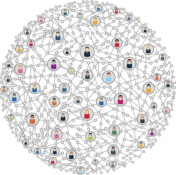 ソーシャルネットワークのイラストは、互いに接続している人を含みます。 - togetherness customer bonding business点のイラスト素材／クリップアート素材／マンガ素材／アイコン素材