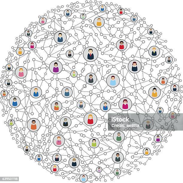 Social Network Illustration Which Contains People Connected To Each Other Stock Illustration - Download Image Now