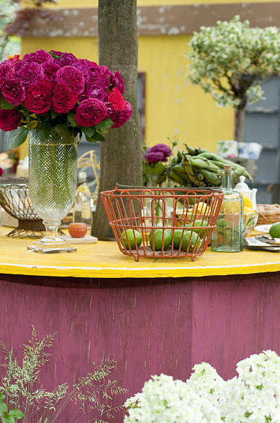 Flower and fruit on the table