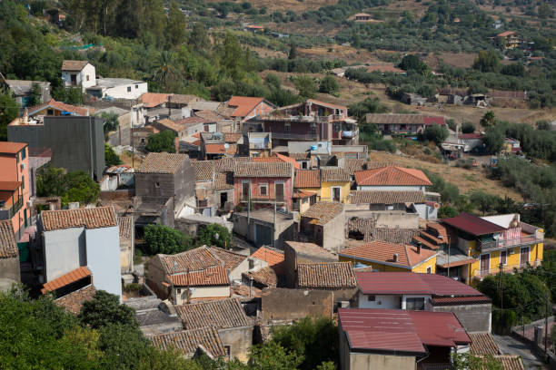 istock Arial view of small italian town and rooftops 639502366