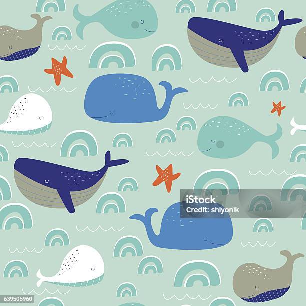Seamlesswhales Stock Illustration - Download Image Now - Pattern, Child, Baby - Human Age