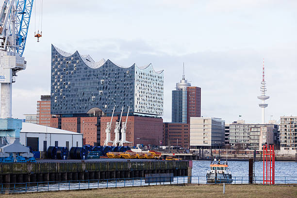 Hamburg harbour with Elbphilharmonie. XXXL size image.