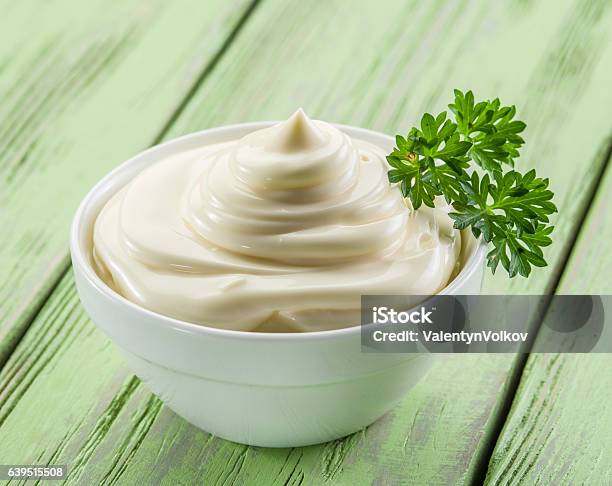 Mayonnaise In The White Bowl Stock Photo - Download Image Now - Mayonnaise, Mayo - Florida, Homemade