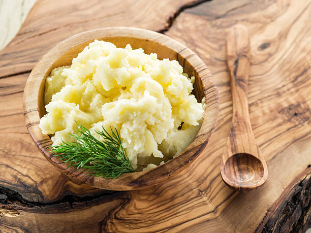 istock Mashed potatoes in the wooden bowl. 639515538
