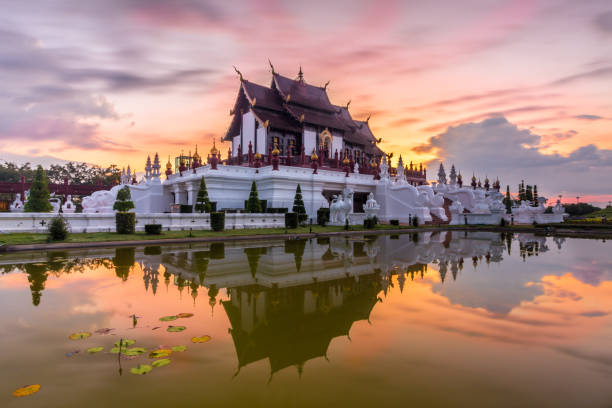 istock Royal Pavilion and reflection on sunrise. Thailand 639520564