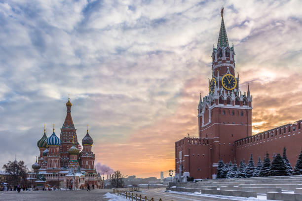 istock Saint Basil's Cathedral and Spasskaya tower in Red Square. Moscow 639521326