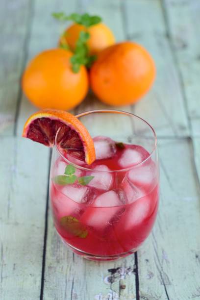 Blood orange cocktail with mint