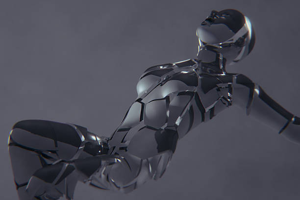 istock Broken futuristic female cyborg unit 639533928