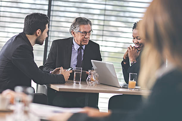 istock Business people talking in restaurant 639534662