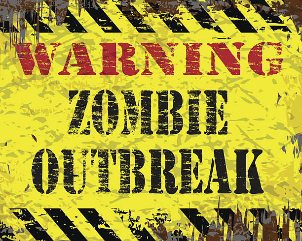 illustrations, cliparts, dessins animés et icônes de avertissement zombie outbreak sign - apocalypse
