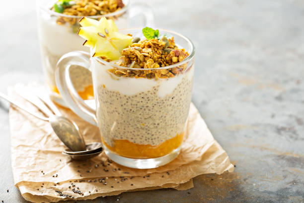 istock Chia pudding with exotic fruits and granola 639535706