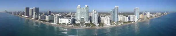 Aerial panorama of Hollywood Beach FL