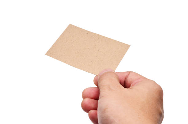 istock Hand hold business cards on white background clipping path 639539630