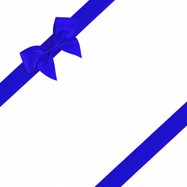 istock Blue ribbon with bow isolated on white background 639539642