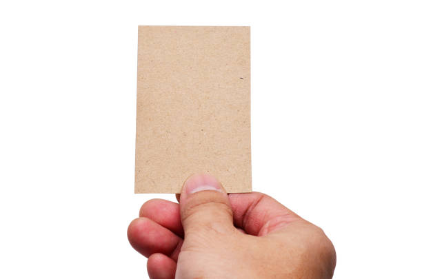 istock Hand hold business cards on white background clipping path 639539666