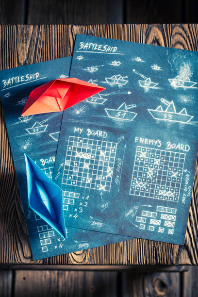 istock Children's battleship paper game ready to play 639542168