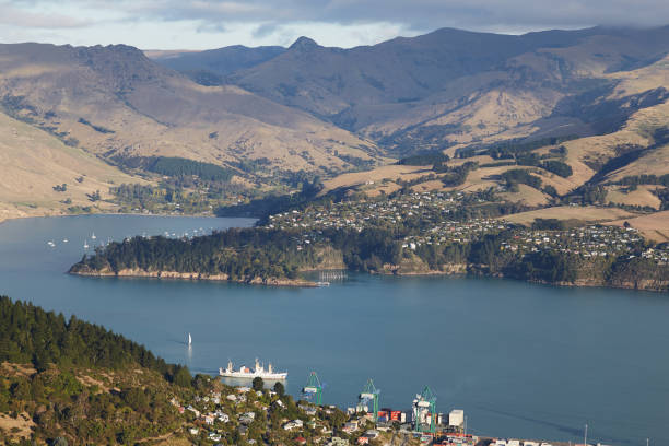istock High View From Akaroa Harbour and mountains 639553170