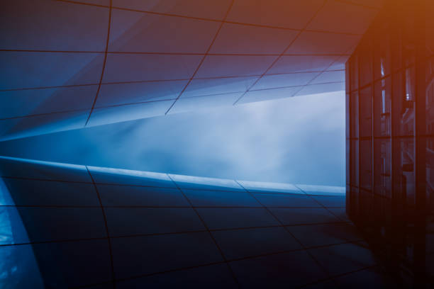 detail shot of abstract architectures in blue tone,in city of China.