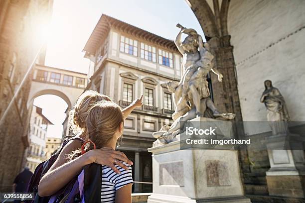 Mother And Daughter Visiting City Of Florence Tuscany Stock Photo - Download Image Now