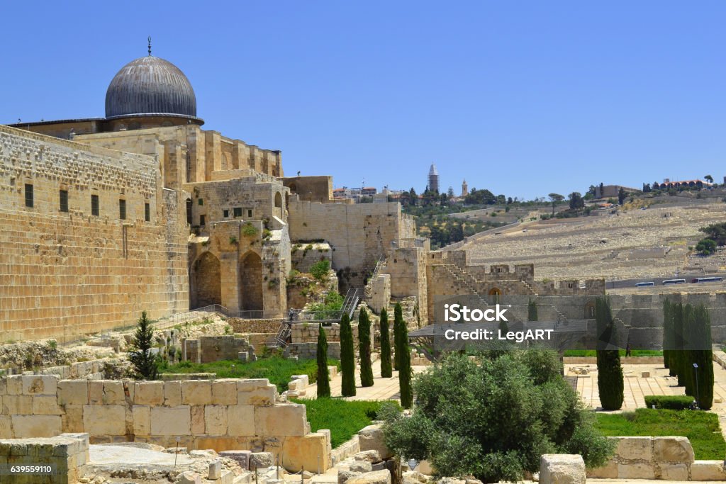 View of the dome of the Al-Aqsa Mosque Al Aqsa Mosque in Jerusalem, the 3rd holiest site in Islam. Islam Stock Photo