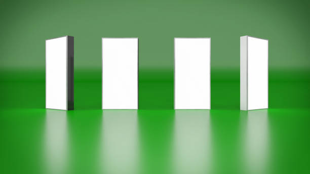 lightbox auf grünem hintergrund 3d-rendering - horizontal illustration and painting wall speaker stock-grafiken, -clipart, -cartoons und -symbole