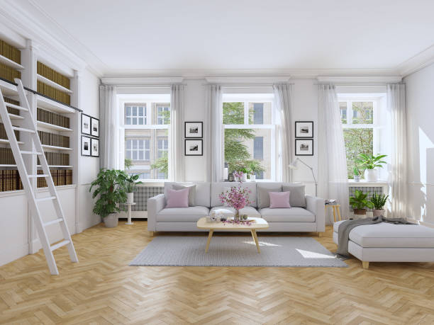 istock modern living room in townhouse. 3d rendering 639560906