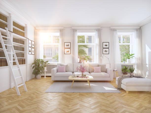 istock modern living room in townhouse. 3d rendering 639561006