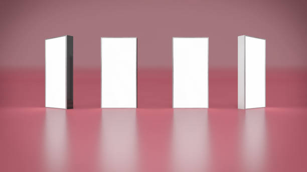 lightbox auf rosa hintergrund 3d-rendering - horizontal illustration and painting wall speaker stock-grafiken, -clipart, -cartoons und -symbole