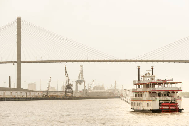 istock Steamboat on Savannah river and Talmadge bridge 639566930