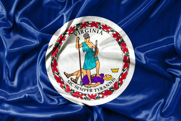 istock Waving Fabric Flag of Virginia 639567702