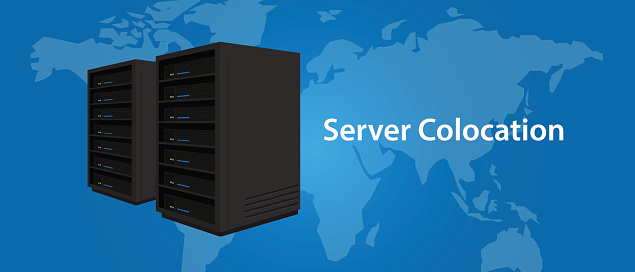 Colocation server web hosting services infrasctructure technology vector