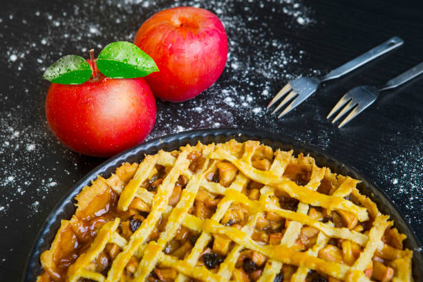 istock Yummy apple pie and apples 639571158