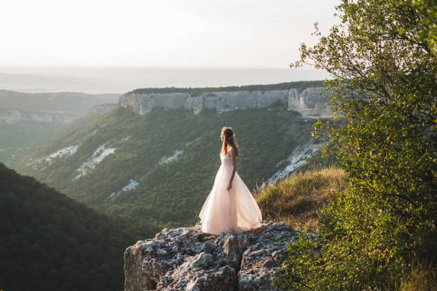 istock Bride portrait with a mountain view 639573816